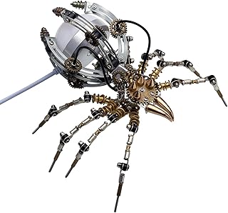 Metalkitor Steampunk Spider Desk Lamp - 3D Metal Puzzle with Light, 512 Pieces DIY Assembly Kit for Kids and Adults - Brain Teaser Desk Ornament