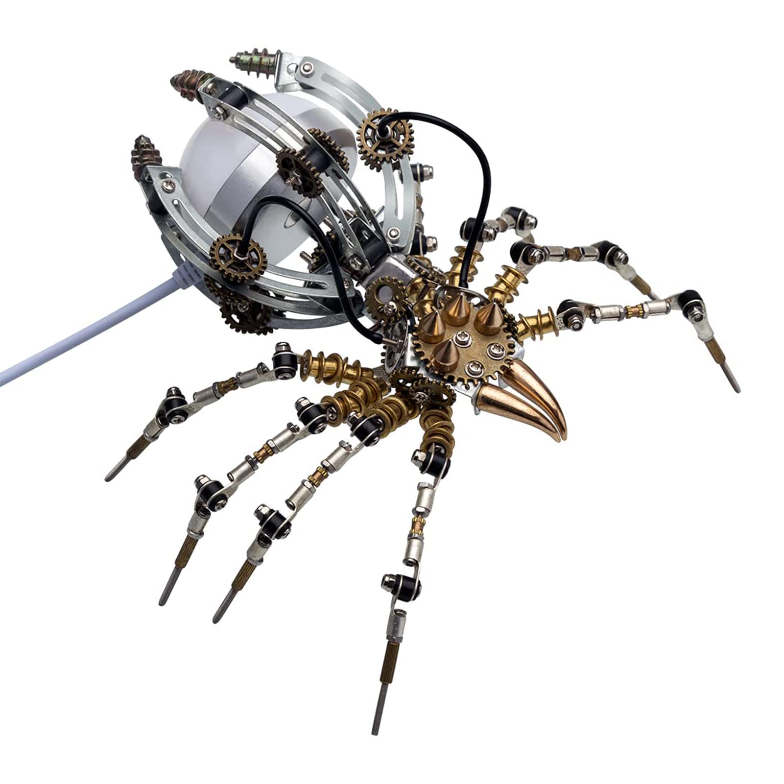 Metalkitor Lampada da scrivania a forma di ragno, puzzle 3D in metallo con luce, kit di montaggio fai da te da 512 pezzi, per bambini e adulti, decorazione da scrivania rompicapo