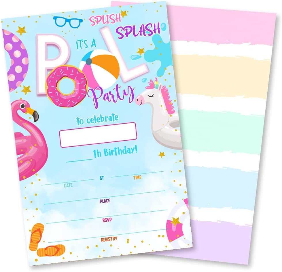 Grace Yonks Pool Party Invitations, 20 Invitations and