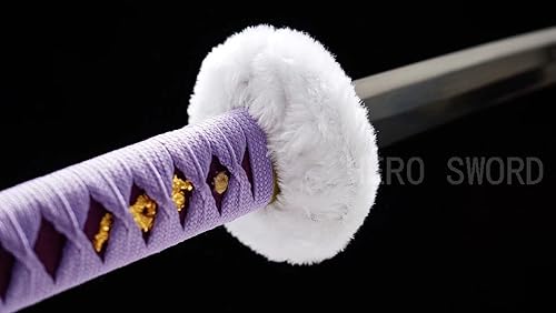 Miniatura 5 de HERO SWORD Espada de una pieza hecha a mano Roronoa Zoro Katana Anime japonés YAMA ENMA Cosplay Samurai Espada Hoja Púrpura Cuchillo Regalo para