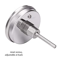 Vista 4 de Measureman Fully Stainless Steel Bimetal Dial Thermometer, 3" Dial, 2-1/2" Stem, 50-500 deg F/10-260 deg C, -1% Accuracy, Adjustable, 1/2" NPT Back