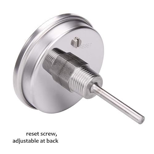 Miniatura 4 de Measureman Termómetro bimetálico de acero totalmente inoxidable, esfera de 3.0 in, vástago de 2.3 in, 50-500 grados F10-260 grados C, -1% de