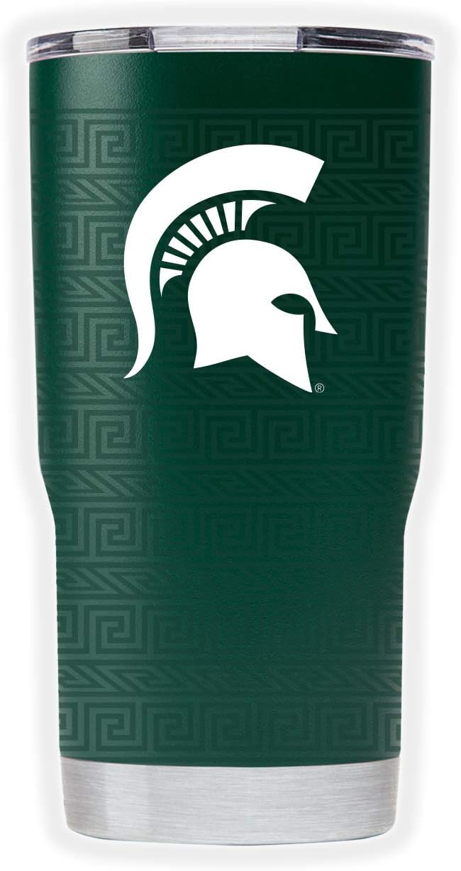 Gametime Sidekicks Michigan State 20oz Green Tumbler - Officially Licensed, 18/8 Stainless Steel, Double-walled, Vacuum-insulated, UV LED Printed Logos, Sweatless, Stays Hot/Cold - Full Wrap