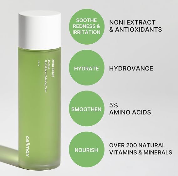 celimax Noni Moisture Balancing Toner | with Noni Extract, Facial Astringent, Hydrating, Exfoliating, for Sensitive Dry Skin, Fine Lines, Korean Skincare, 150ml