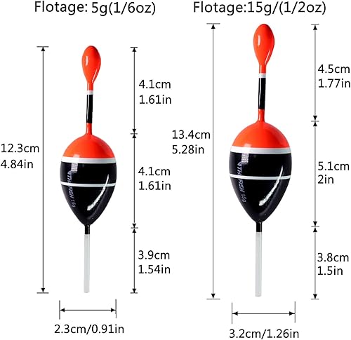 Miniatura 6 de THKFISH Flotadores de pesca Bobbers Slide Floats Balsa Fishing Bobber Slip Bobbers para Crappie Panfish Trucha Bass (1/2 oz 2 x 5.28 pulgadas) (1/6