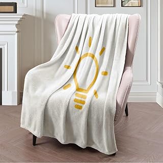 Soft Throw Blanket for Couch, Fuzzy Blankets for Bed Sofa, Idea Imagination Electric Creative Outline Pictogram Signs Symbols Line Symbol Power Illumination Flannel Blanket Gifts for Women Men, 60x80