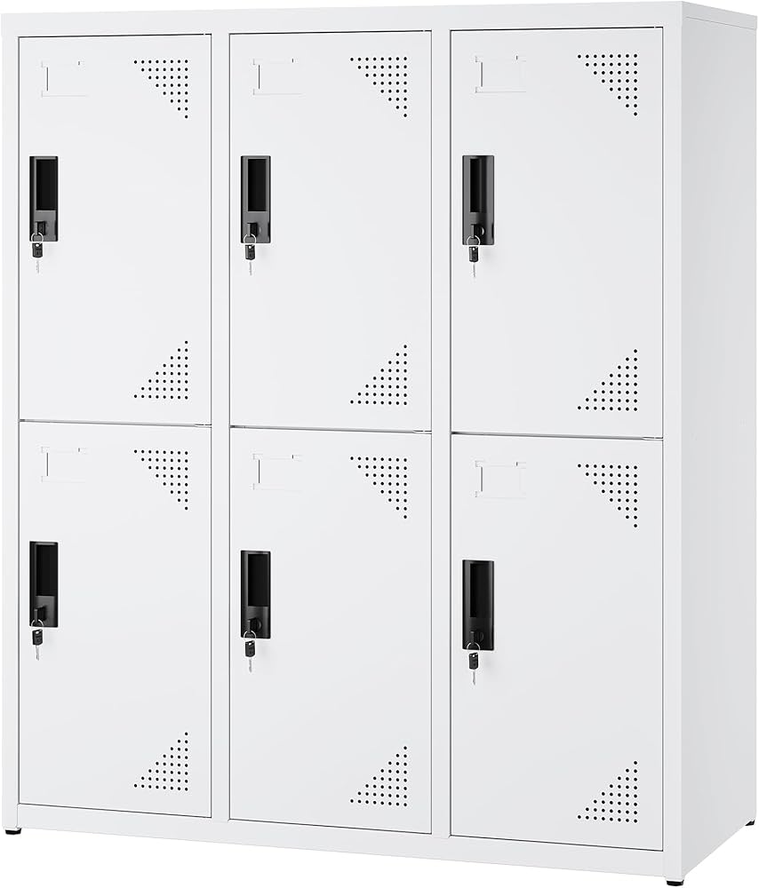 Amazon.co.jp: COOLIVE ロッカー 6人用 3列2段 鍵付き スチール