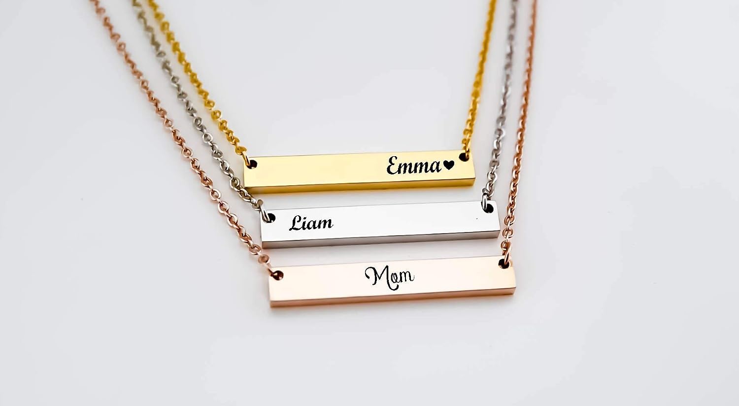 Personalized Necklace, Bar Necklace in Silver, Gold or Rose Gold, Name Bar Customized