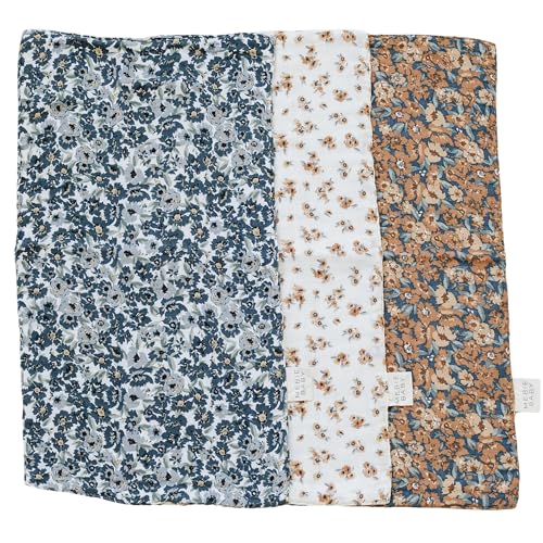 Image of Mebie Baby Burp Cloths, Vintage Florals, Muslin Burp Cloth Set for Spit Up, Drool, and More, Boho Burp Cloths for Baby Boy and Girl, Baby Must Haves for Registry Lists and Gifts for Newborns