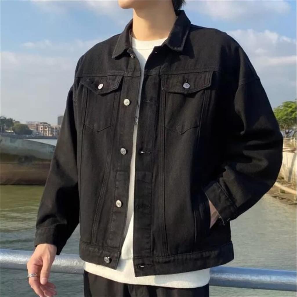 Black Denim Jacket Men's Short Spring And Autumn Student Top Clothes(2XLcode)