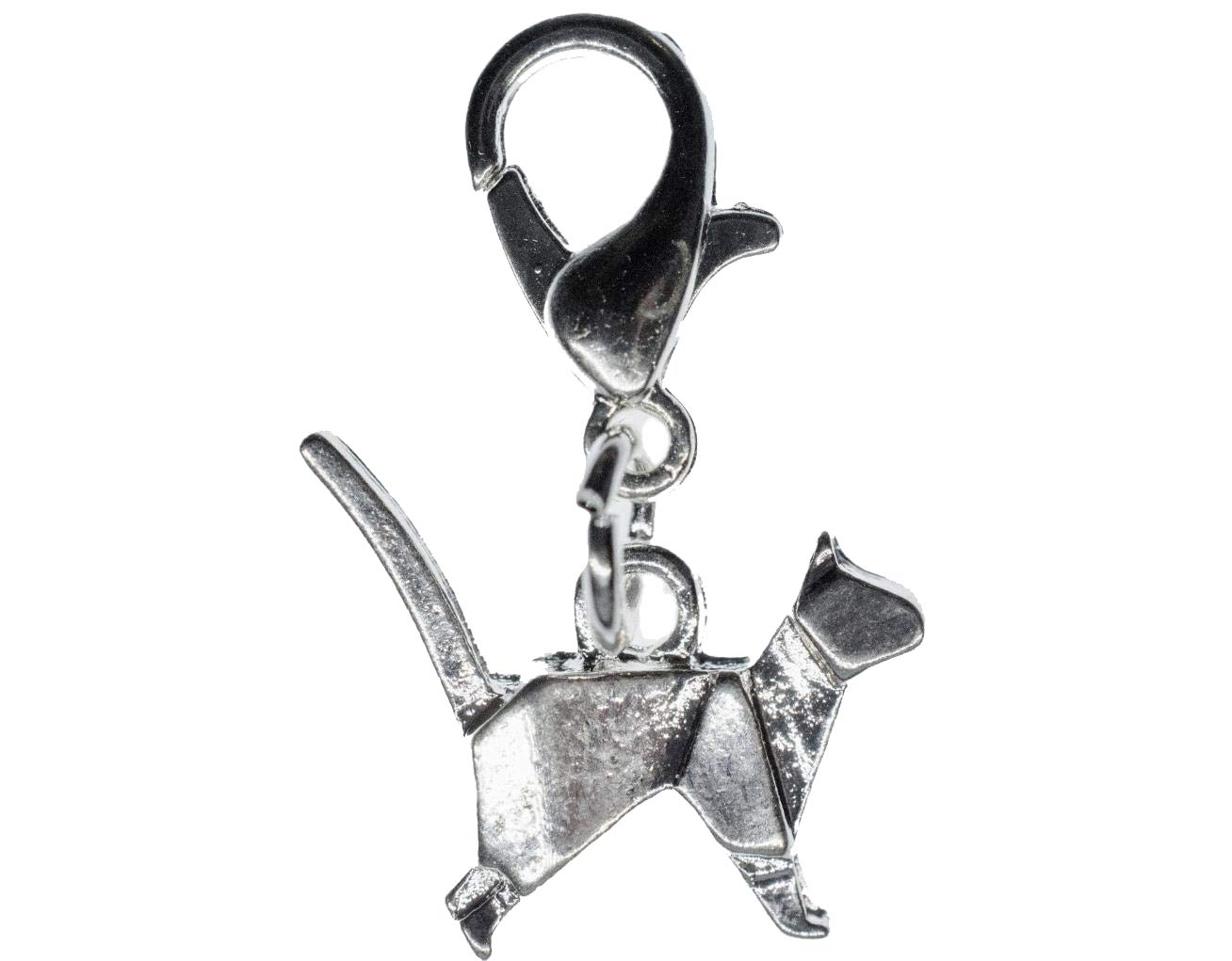 Miniblings Katze Charm Zipper Pull Tier Kater Origami silber - Handmade Modeschmuck I Kettenanhänger versilbert - Bettelanhänger Bettelarmband - Anhänger für Armband