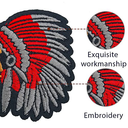 Obokata Embroidered Iron On Patches, Chippewa Indians Face Patch, Sew On Patch Applique Badge Emblem Diy Accessories For Vest Jackets, Clothes, Hats, Bags & Jeans #TOP1