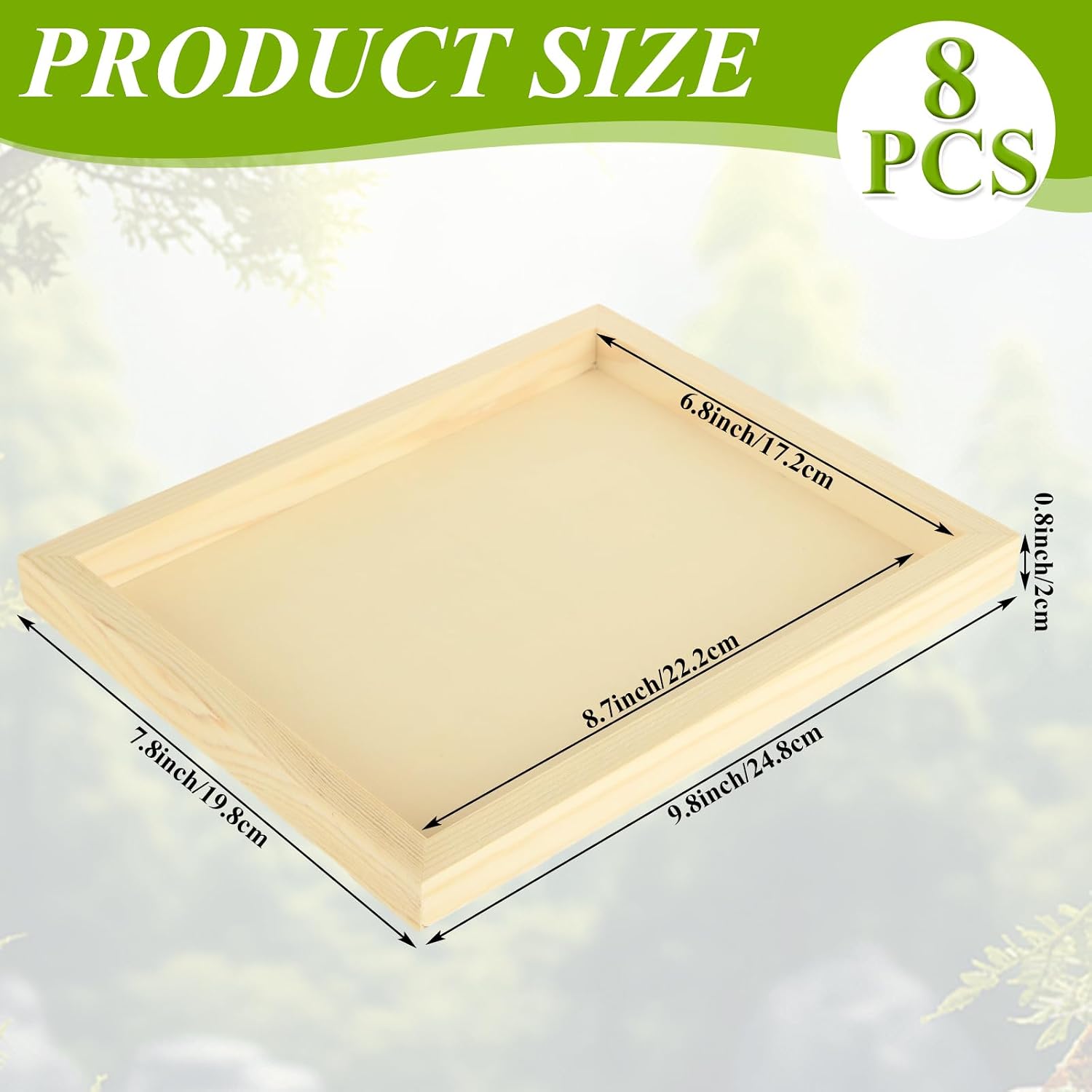 ABuff 8 Pack Birch Wood Panels 8x10 Wood Panel Boards Unfinished Wooden Canvas Boards for Painting, 0.8" Deep Wooden Cradled Panels for Pouring, Painting Crafts, Arts Use with Oils, Acrylics