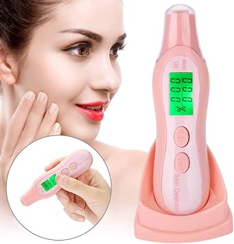 Sonew Digital Skin Tester Pen with LCD Display, Precision Skin/Oil Analyzer for Skin Care for Traveling, Home, Beauty Salon (Pink)