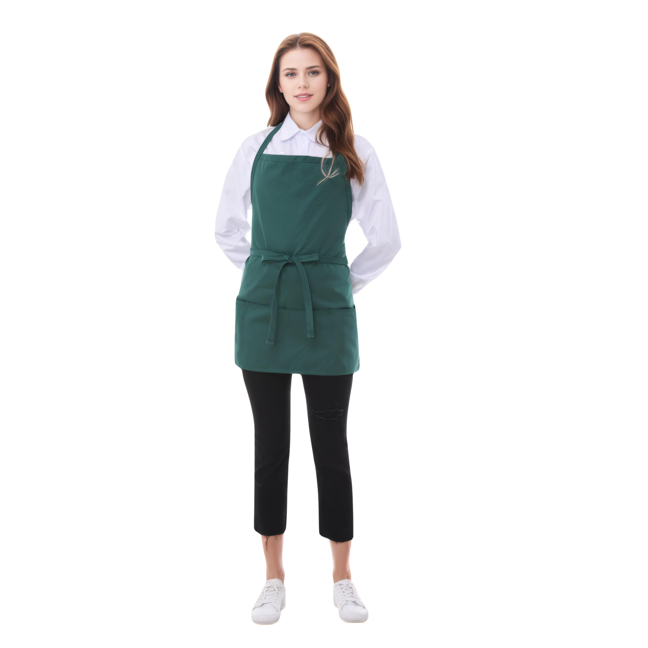 Delantales cortos de algodón para mujer con 3 bolsillos, delantal de chef unisex, delantal de camarera para cocina, cocina, restaurante, barbacoa