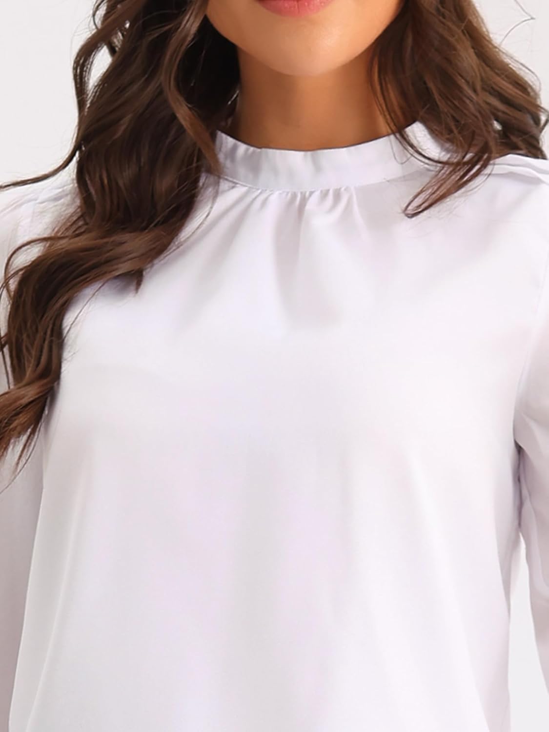 Allegra K Long Sleeve Work Tops for Women's Mock Neck Business Casual Blouses Shirts - Image 5