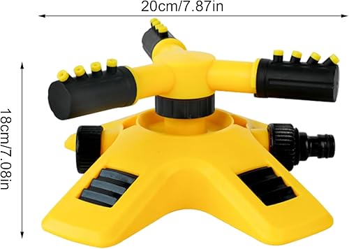 Miniatura 3 de Aspersor de césped, rociadores para patio, regadera giratoria de 360 con base de triple brazo, perfecto para jardines, granjas y patios, incluye