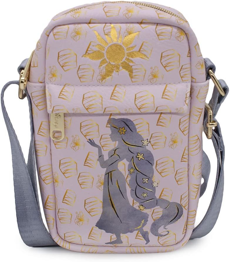 Disney Bag, Crossbody, Tangled Rapunzel Pose Silhouette and Sun, Vegan Leather