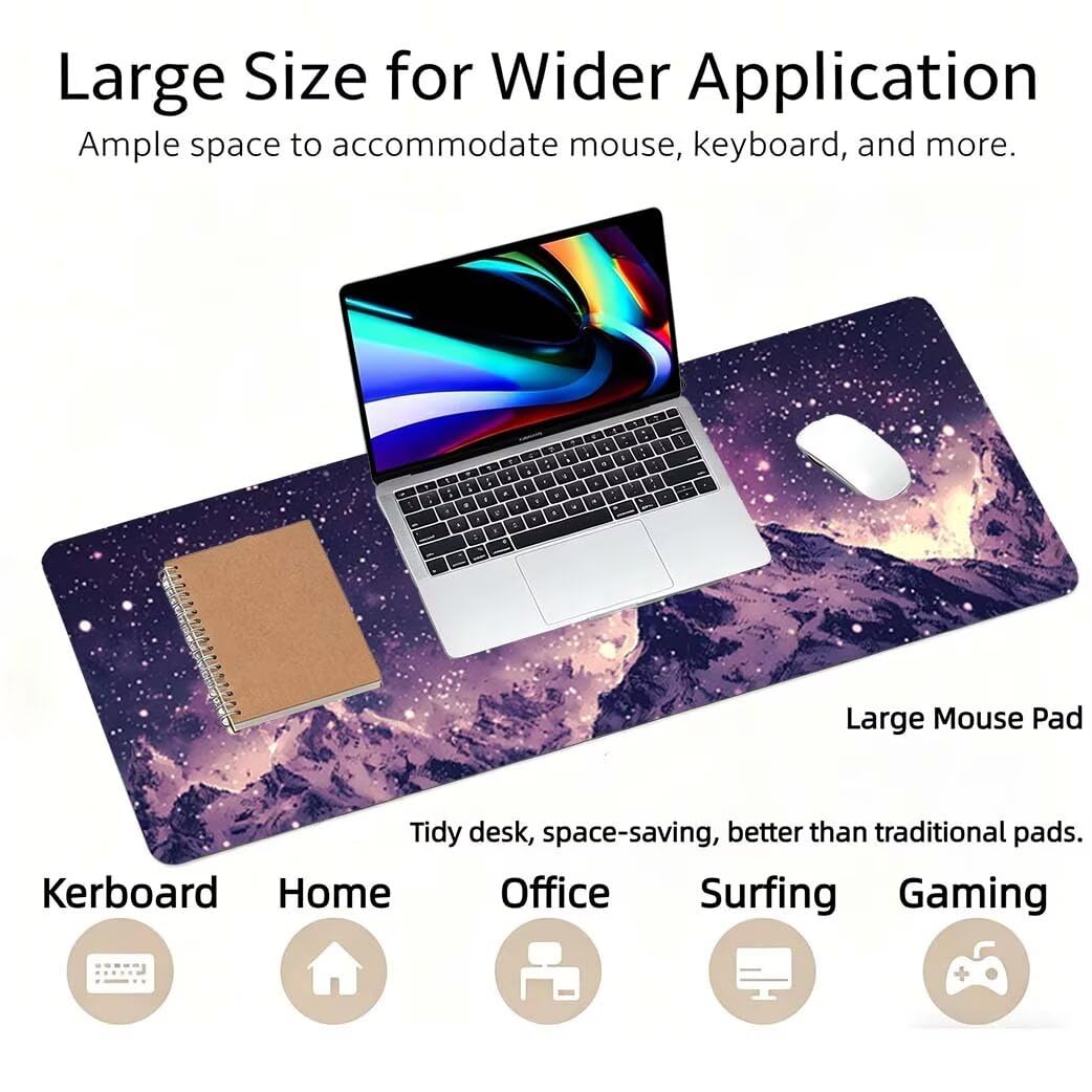 Lpfieonn Anime Großes Schreibtischunterlage, XXL Schreibtischunterlagen, Blau XXL Wasserdicht Gaming Mousepad mit Vernähter Rand und Rutschfeste Gummibasis, für Laptop/Hause/Büro 120x60cm PF-3793