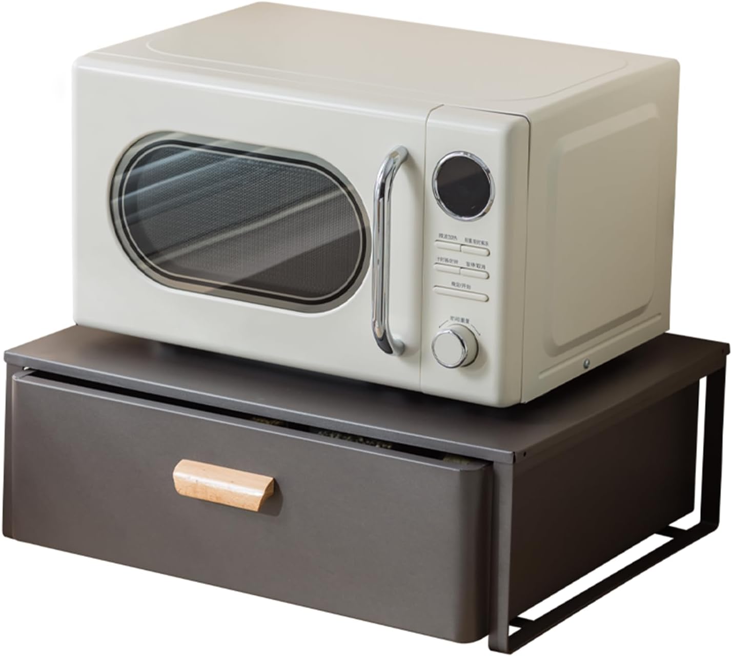 Kitchen Counter Storage nizer with Pull-Out Drawer, Microwave Station, Coffee Station & Appliance Storage, Carbon Steel, Black (40 cm)