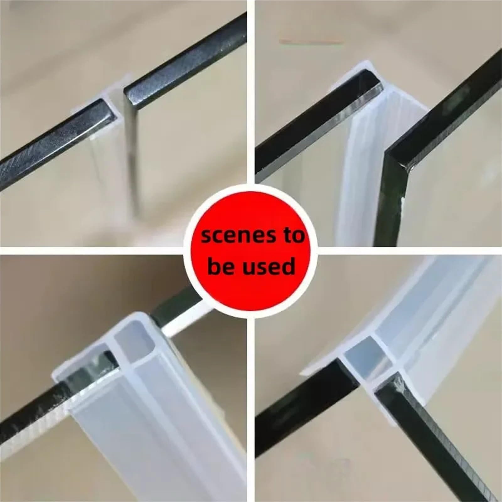 Tira de sellado de puerta de vidrio de silicona transparente, 6-12mm, retención de agua for cuarto de ducha y baño