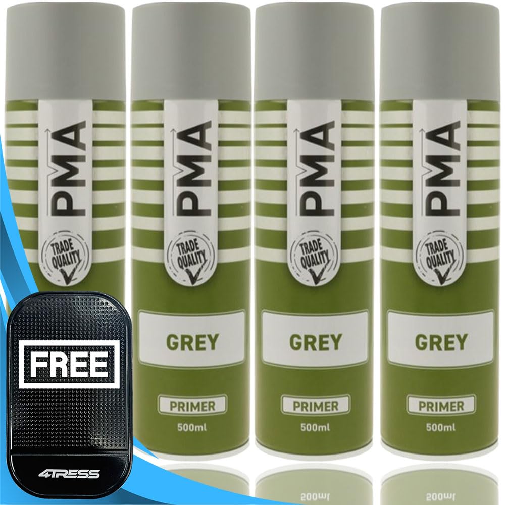4Tress Grey Pma 4 X Matt Primer Aerosol Spray Paint Cans 500Ml High Coverage Non-Slip Dash Mat(4T-Pcpa1019)
