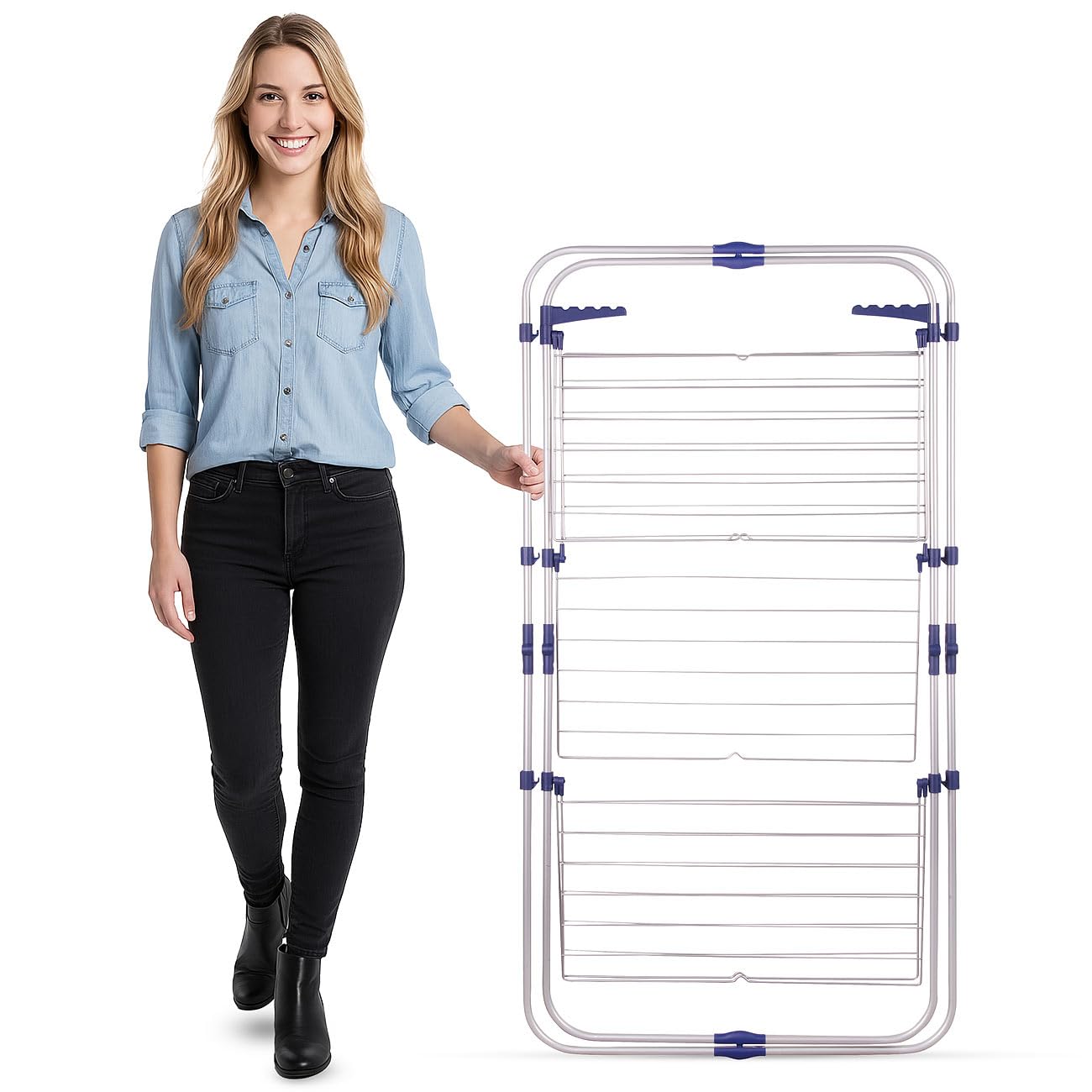 PEARL Wäschetrockner: 2er-Set 3 Etagen Wäschetürme mit Rollen, 30 m Trockenstange, klappbar (Wäscheständer für Badezimmer, Wäscheständer platzsparend, WC)