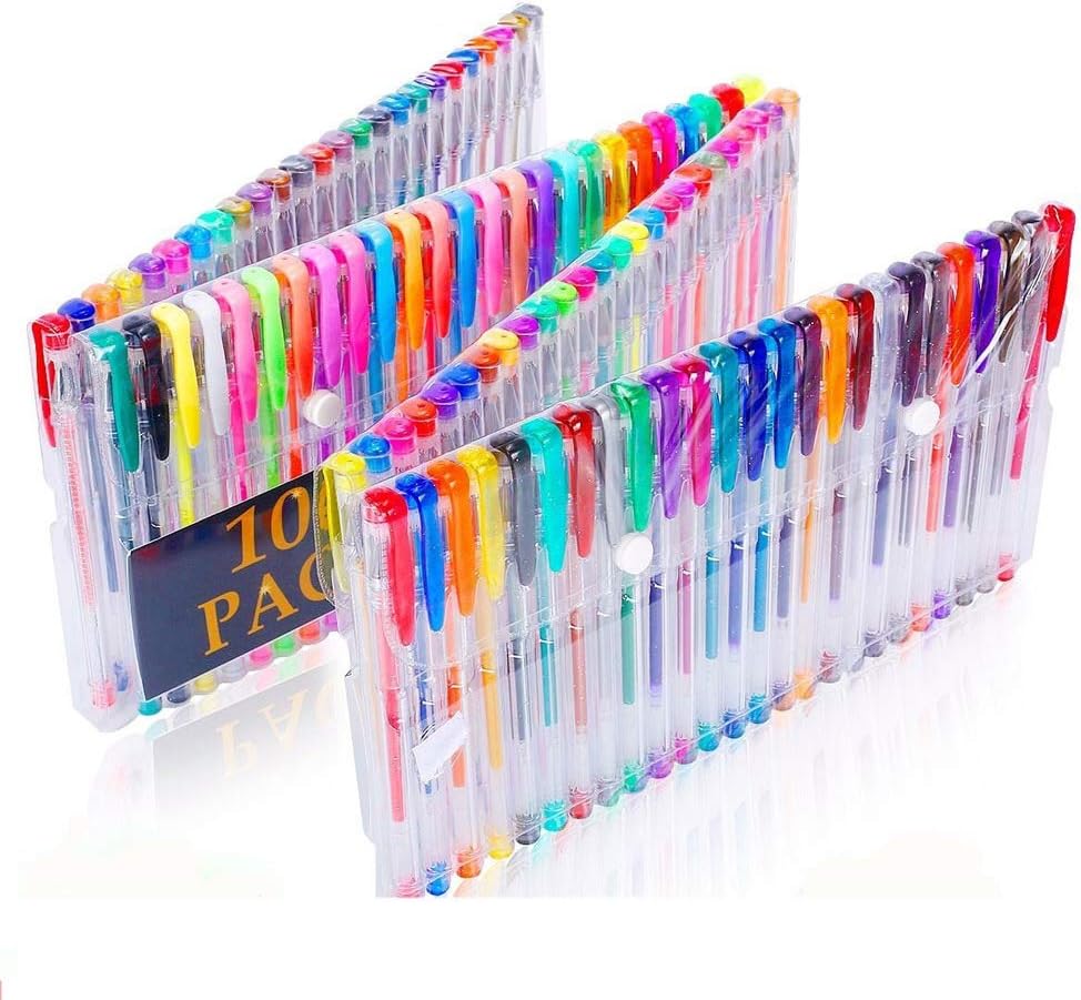 Gel Pens, 100 Color Glitter Pen Set for Making Cards, Suitable for Adult Coloring Books, Journaling Crafting Doodling Drawing