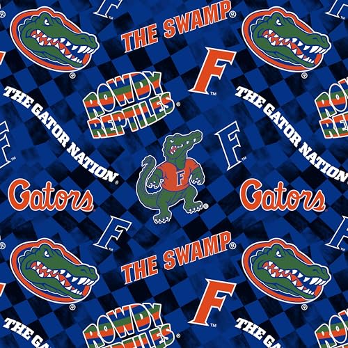 Official Licensed University of Florida Cotton Quilting Fabric-Florida Gators Check Allover Cotton Fabric Sold by The Yard