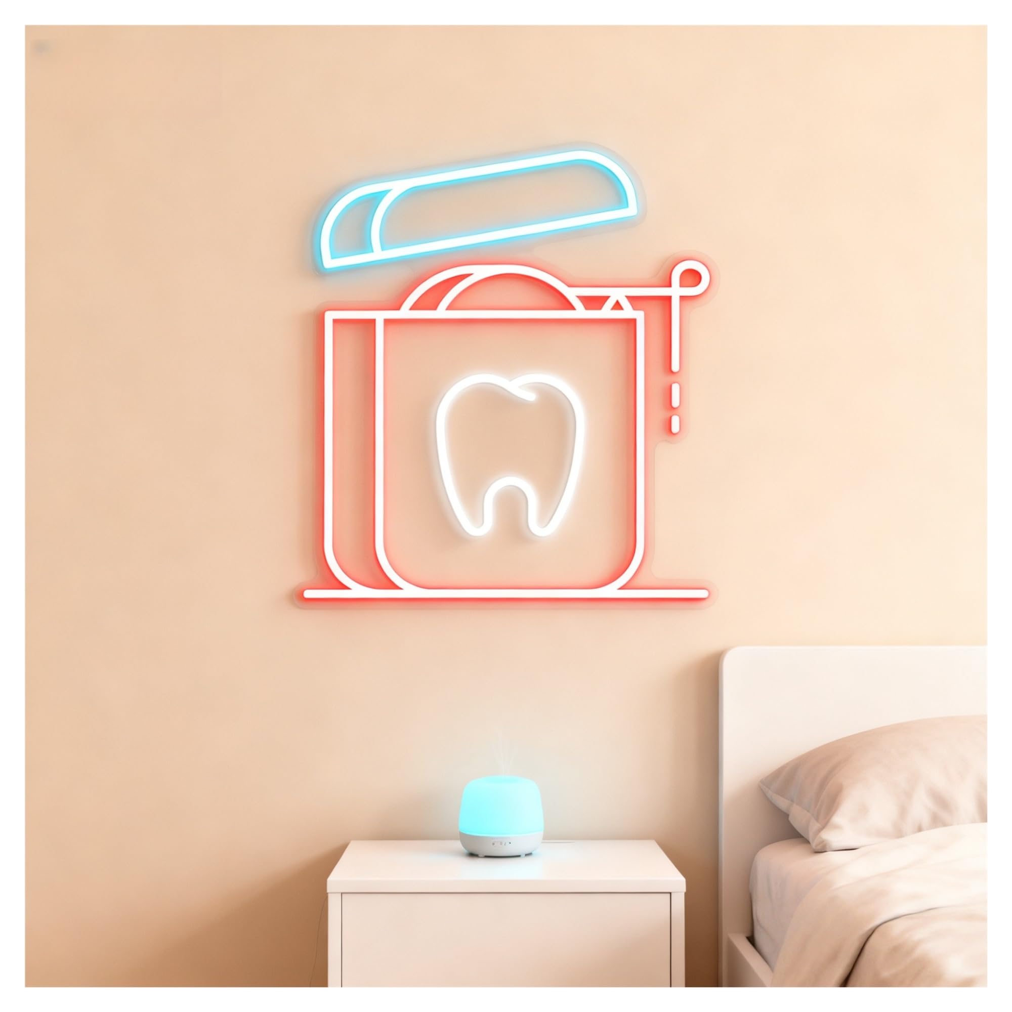 Wiszące neony artystyczne Neon Z Nicią Dentystyczną, Odpowiedni Do Dekoracji Ścian Biurowych, Regulacją Jasności, 51cm