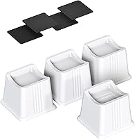 Vista 11 de Paquete de 4 elevadores ajustables para muebles de cama que elevan 3 pulgadas de altura, bloques rectangulares resistentes para sofá, silla, patas
