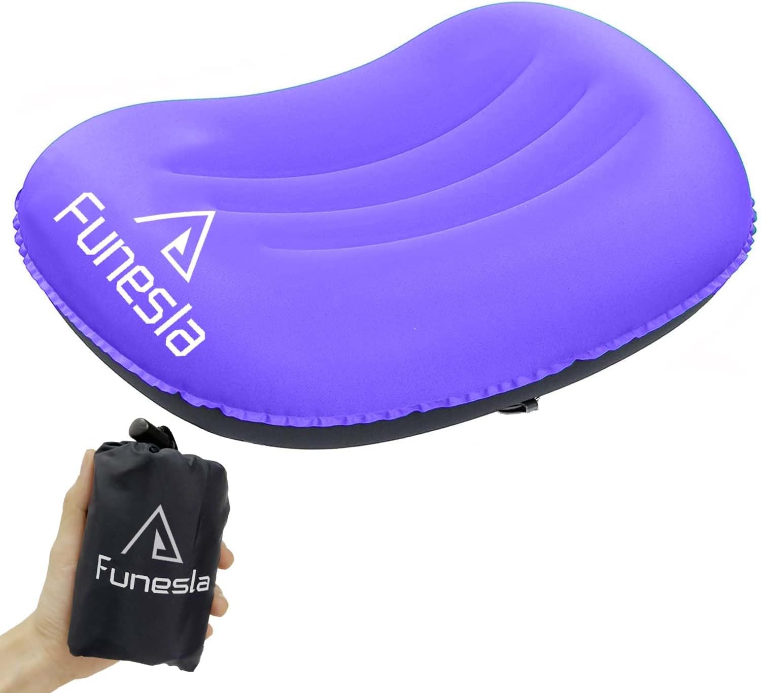Funesla Camping Pillow Inflatable for Adults Kids, Compressible, Lightweight, Compact, Inflatable Pillows for Camping, Small Travel Camping Pillow, Backpacking, Hiking, Beach-Purple
