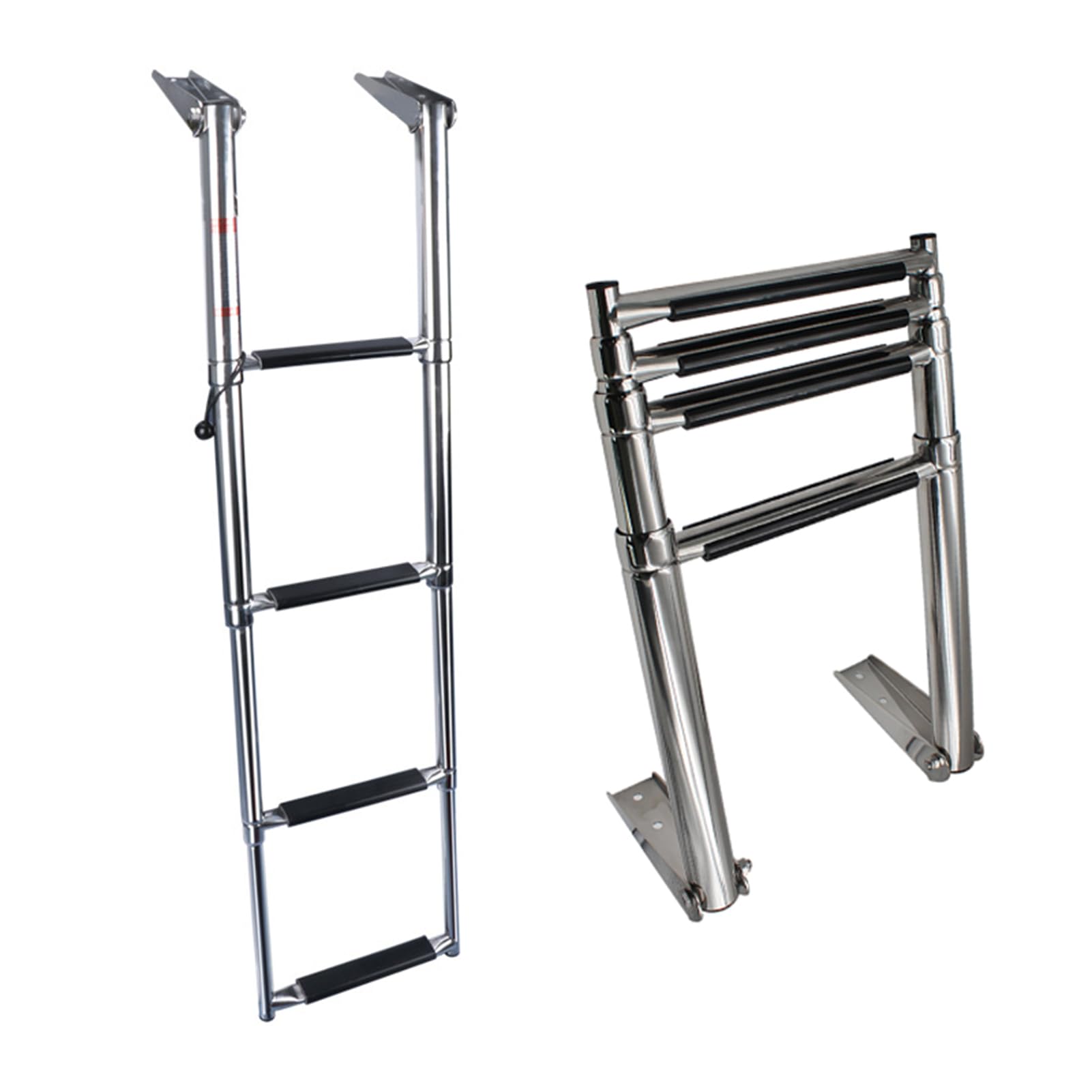 Folding Boat Ladder,2 Step Telescoping for Marine Swimming Pool Stainless Steel Dock for Yacht(4 Step Ladder)