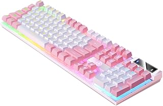 有線ゲーミングキーボード 104 キー – RGB 発光バックライト付きメカニカルフィールコンピュータキーボード、PC ラップトップゲーマー用フルサイ