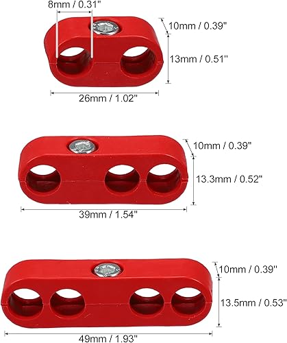 Miniatura 4 de X AUTOHAUX Juego de 2 separadores de cables de bujía de motor de automóvil de 0276in a 0315in abrazadera organizadora de aleación de aluminio roja
