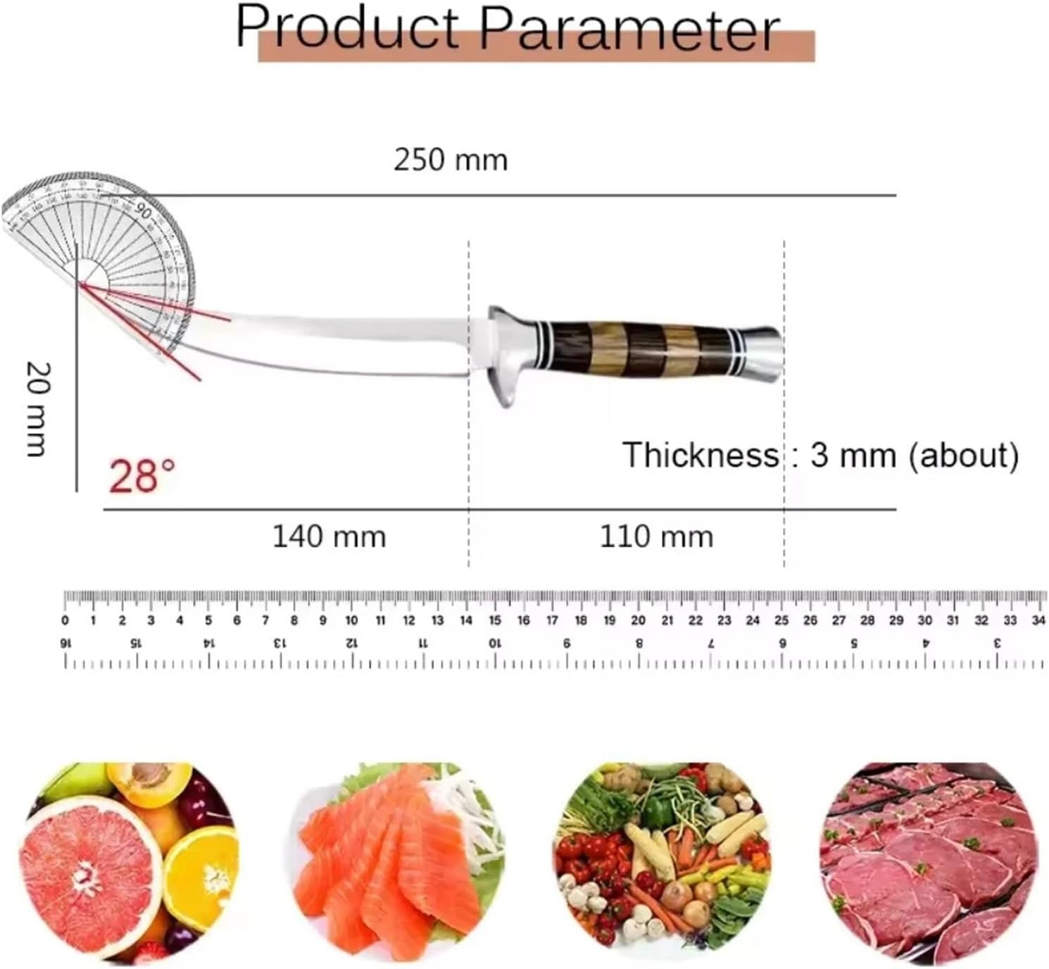 Fit for Stainless Steel Fish Filleting & Boning Knife | Versatile Kitchen Steak & Meat Cleaver | Ideal Fruit Slicing Utility Knife for Cooking