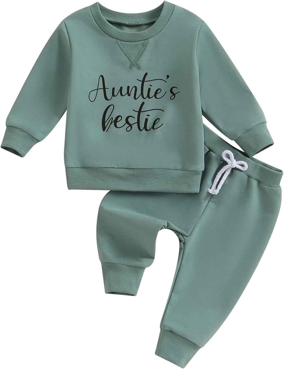 MA&BABYToddler Baby Girl Clothes Aunties Bestie Letter Sweatshirts Solid Color Outfit Pants Fall Winter Set