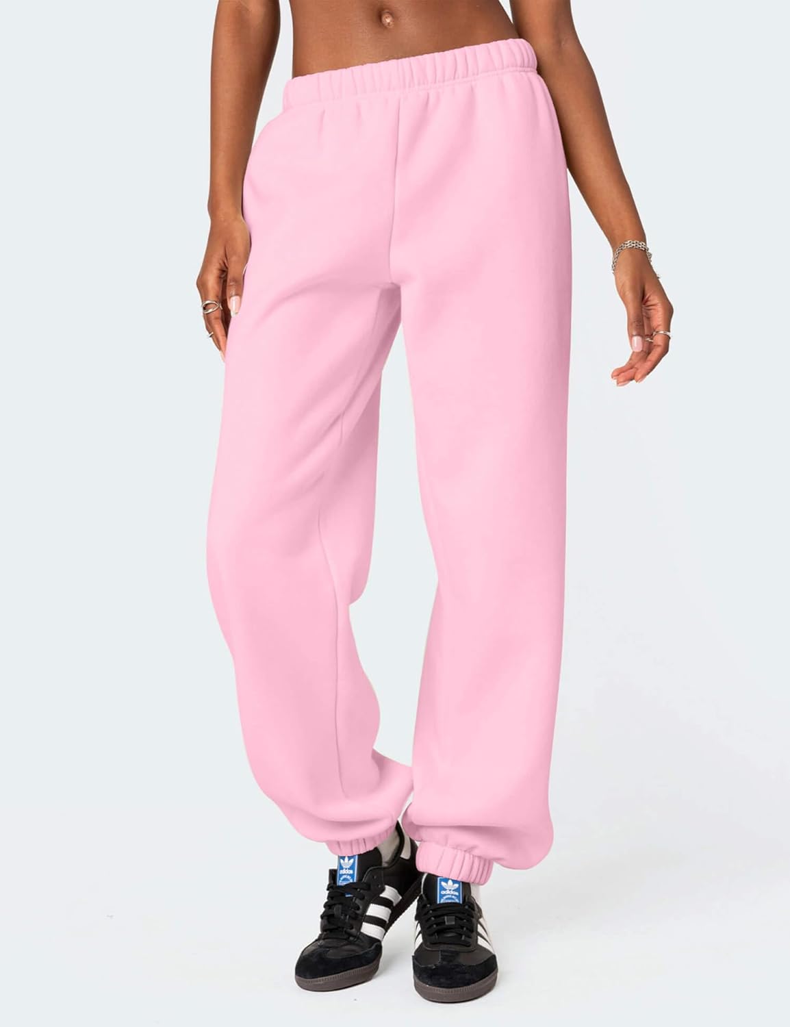 Women's Fleece Lined Sweatpants High Waist Drawstring Sweat Pants Baggy Athletic Pants with Pockets - Image 2