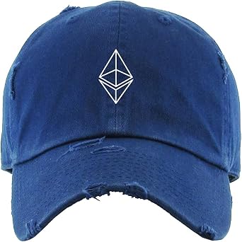 قبعة بيسبول عتيقة من القطن مطرزة بعملة ETH المشفرة، قبعة أب متهالكة قابلة للتعديل