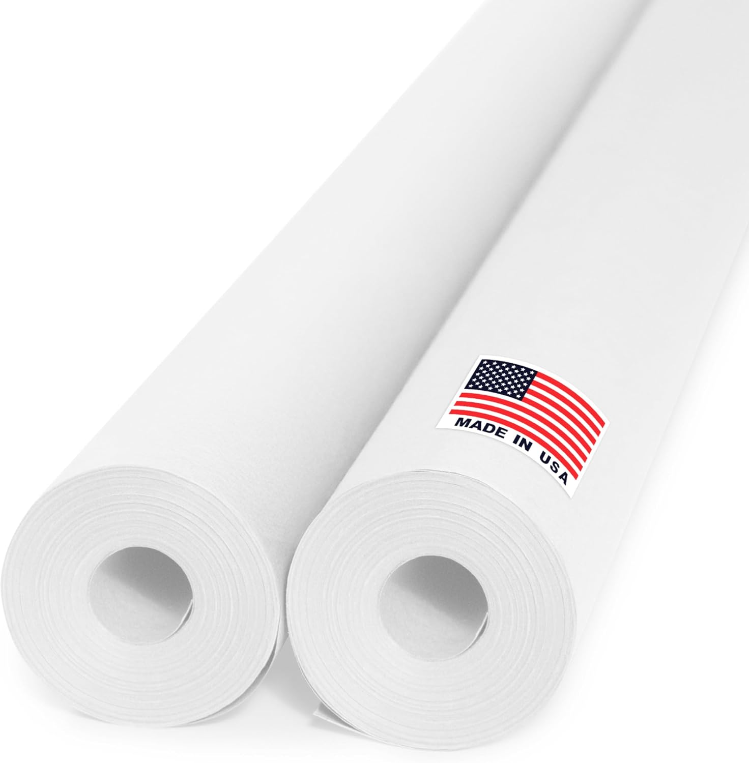 36" x 1200" (100 ft) White Kraft Paper Roll (Value Pack of 2), 45 lbs Thickness, Made in USA Colored Craft Paper for School, Bulletin Board - Odorless, Non-Toxic, Safe for Kids Value Pack - 2 Rolls 36"W x 1200"L White