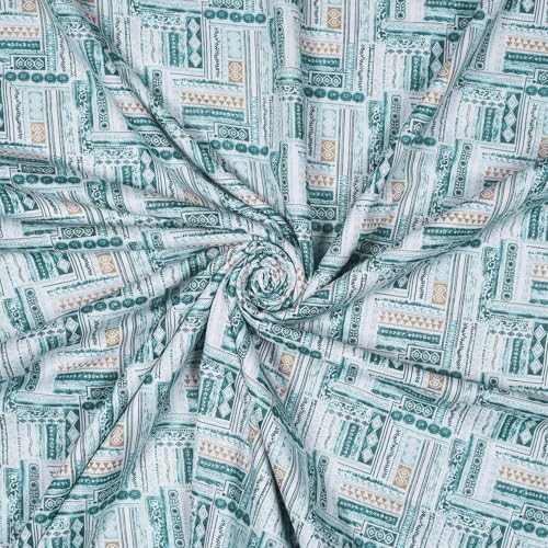 Image of Story@Home AC Comforter Queen Size Cotton 100%| 150GSM 144x220 CM Quilt AC Blanket for Summer | AC Comforter Single Bed | Dark Cyan Blue & Light Blue, Aztec Reversible Design Duvet| All-Season Blanket