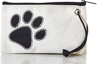 Sea Bags Recycled Sail Cloth Paw Print Wristlet Zip Top Wristlet Clutch Zippered Wallet with Strap