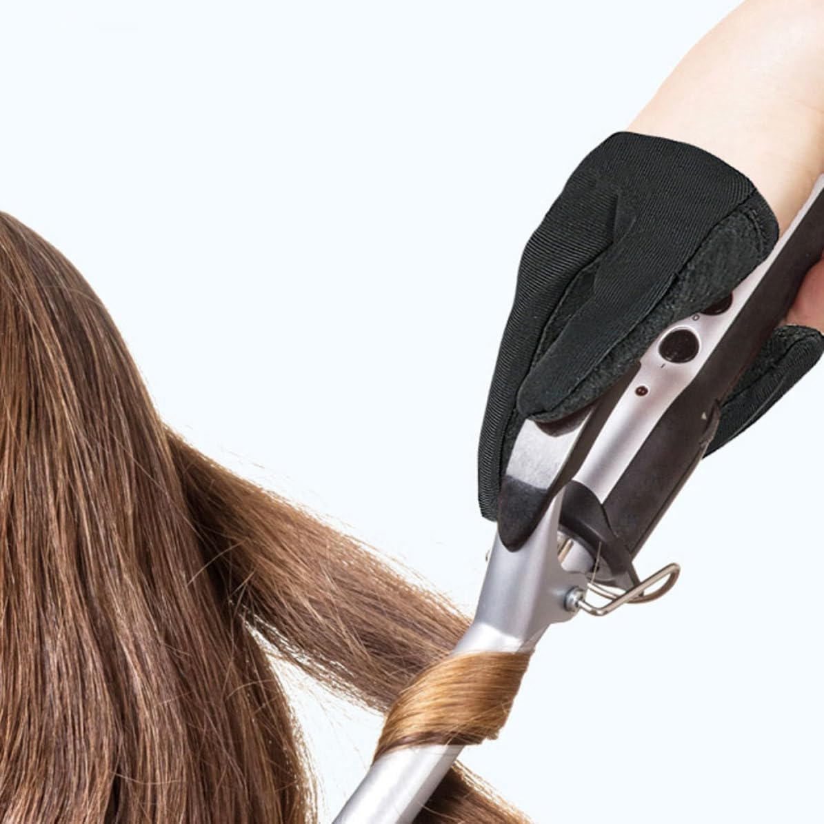 NOLITOY Heat Resistant Gloves for Hair Styling with Three-finger Design and Double-layered Construction, Cotton and Non-woven Cloth, for Curling and Straightening Hair Protection