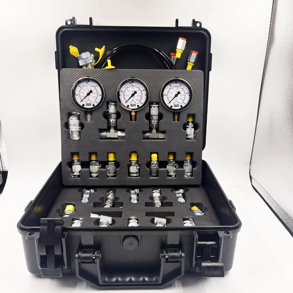 Kit per Test di Pressione idraulica Kit manometro per Test Idraulico Manometro Compatibile con Parti di macchinari per escavatori (Compatibile con)