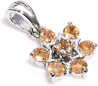 美しいイエローストーン 天然インペリアルトパーズ ラウンド型 925スターリングシルバー ハンドメイドペンダント, ジェムストーン, トパーズ