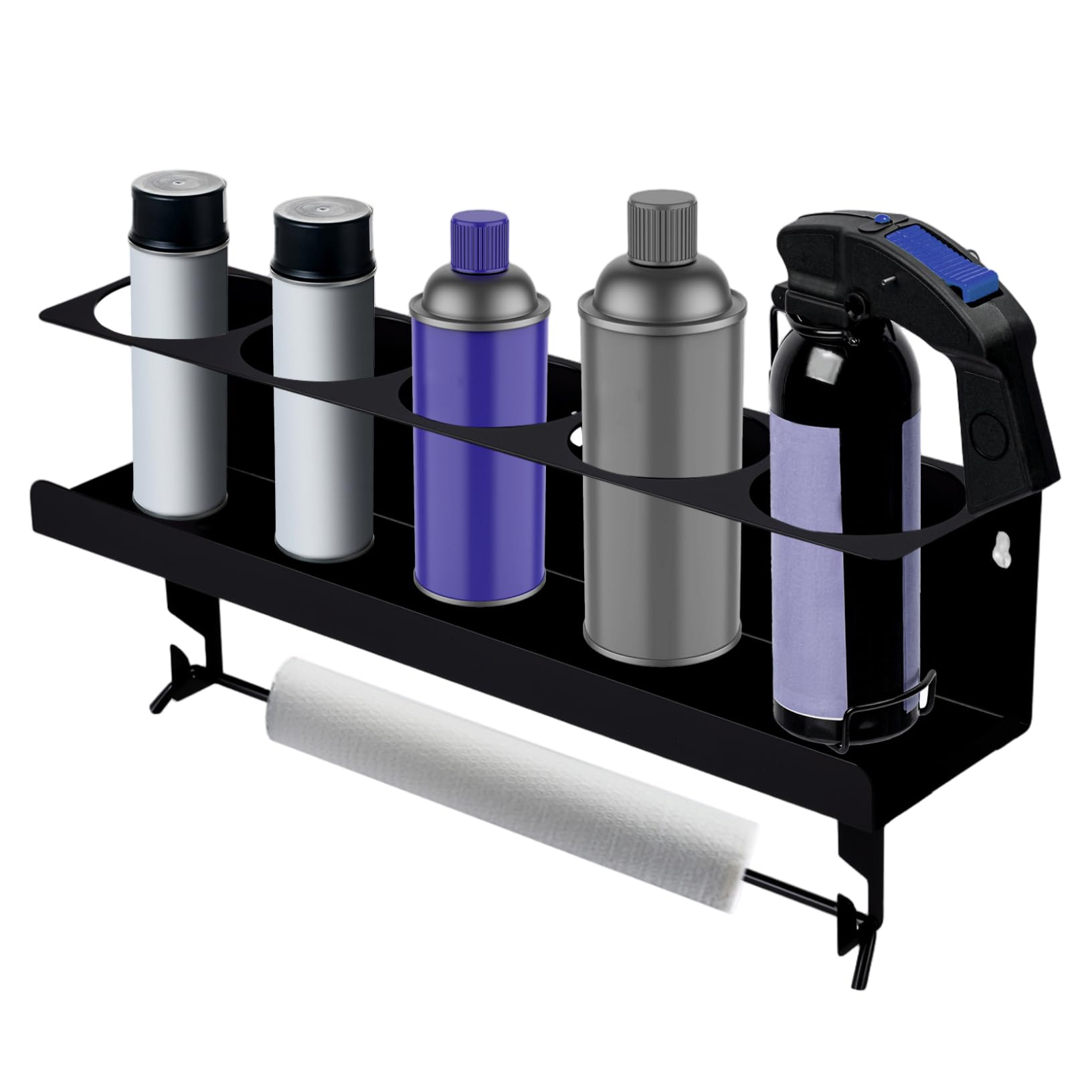 Wall Mounted Spray Paint Can Holder Toolbox Organizer Rack with 5 Tank Holes Spray Bottle Holder Garage Storage Shelf for Workshop and Home