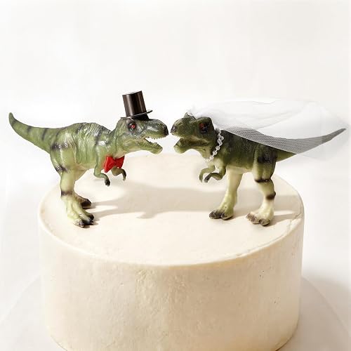 Sliner Dinosaurs Cake Topper Couple Wedding Cake Decor Funny Bride