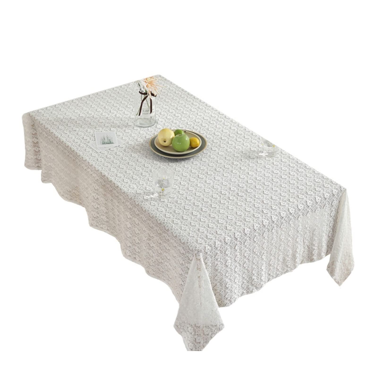 ZXDGsdrdtW Tablecloths, Tablecloth,Table Cloth,Cotton Crochet Lace White Rectangle Cover for Dining,Buffet, Party, Banquet, Wedding