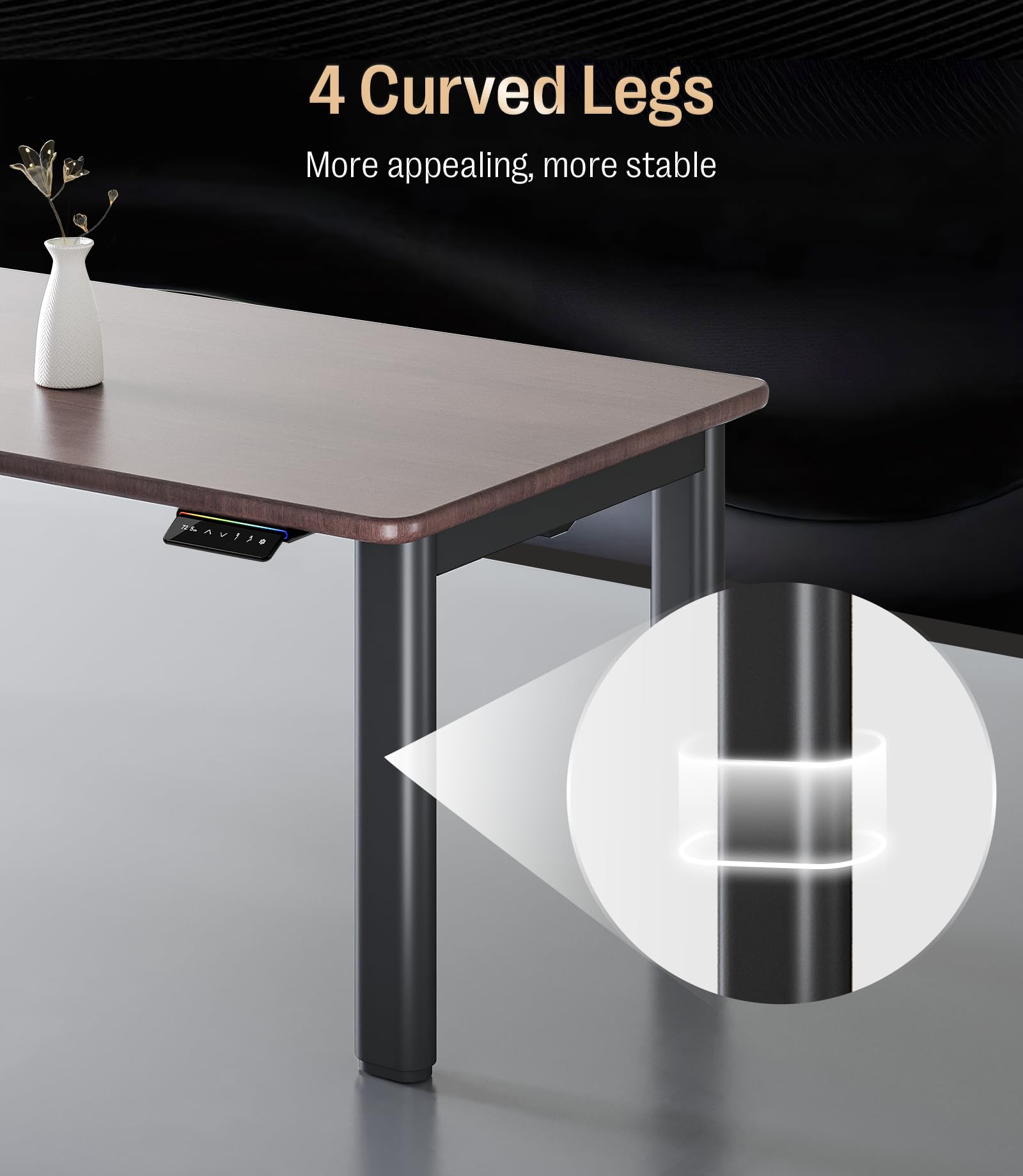 MAIDeSITe T4 Pro Plus Höhenverstellbarer Schreibtisch Gestell mit 240kg Hubkapazität, 2 Motoren elektrisch höhenverstellbarem Schreibtisch, Ultra-stabilem Tischgestell mit 4 ovalem Beindesign