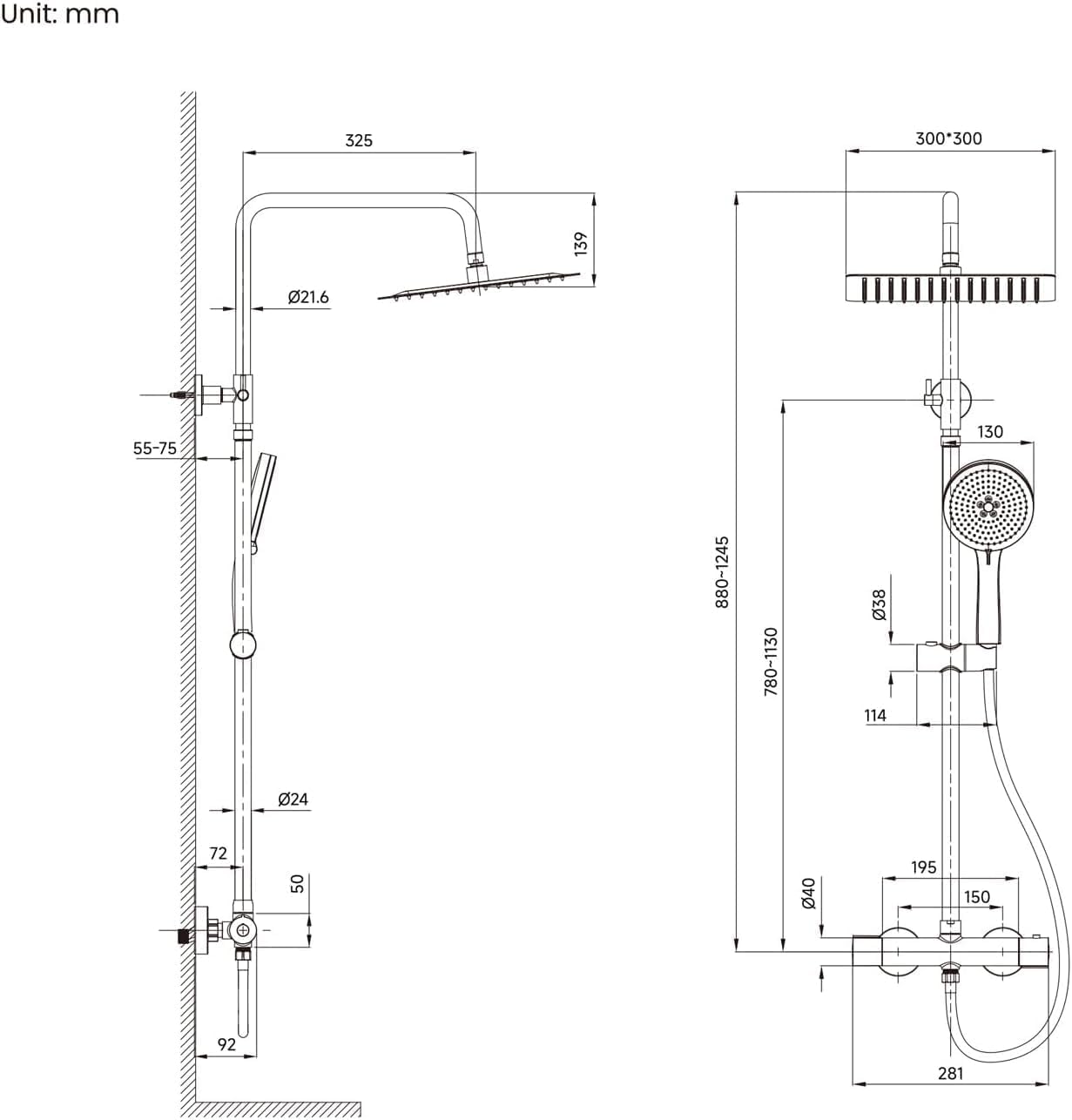 Auralum Colonna Doccia con Miscelatore Termostatico, Set Doccia con Soffione Grande in Acciaio Inox e Doccetta 5 Funzioni, Asta Saliscendi Doccia Altezza Regolabile (Cromato)